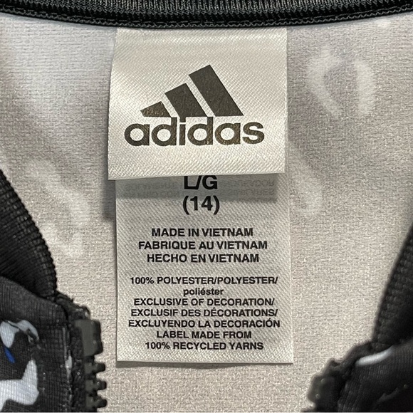 Adidas Girls Black Pink Floral Bomber Jacket - Picture 11 of 13